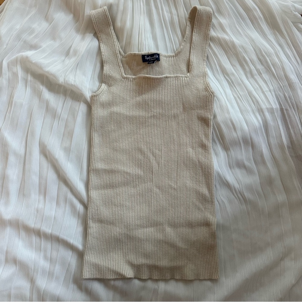 Splendid Beige Ribbed Tank Top